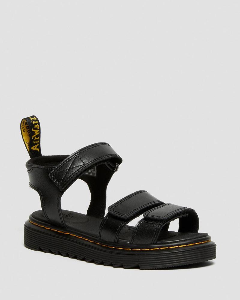 Dr Martens Junior Klaire Leren Riemen Sandalen Kinderen Zwart | NL 107PJJ